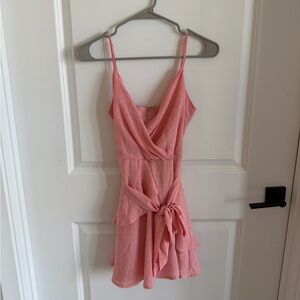 Francesca’s Blue Rain Pink Ruffle Mini Dress